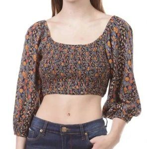 Angie Smocked Floral Print Top